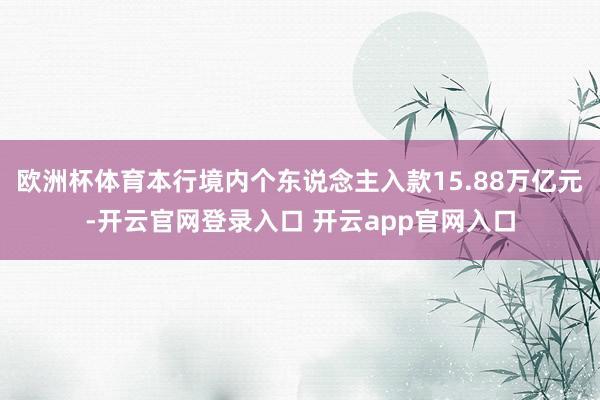 欧洲杯体育本行境内个东说念主入款15.88万亿元-开云官网登录入口 开云app官网入口