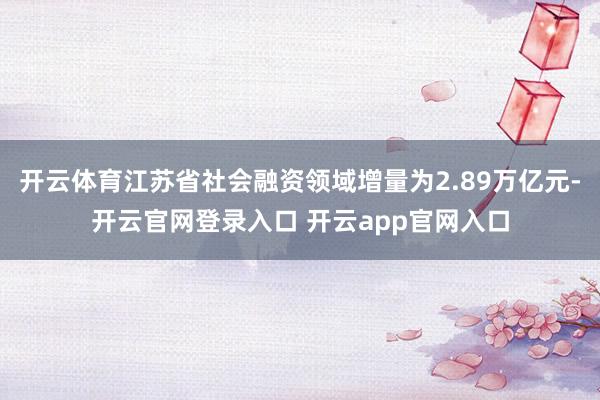 开云体育江苏省社会融资领域增量为2.89万亿元-开云官网登录入口 开云app官网入口